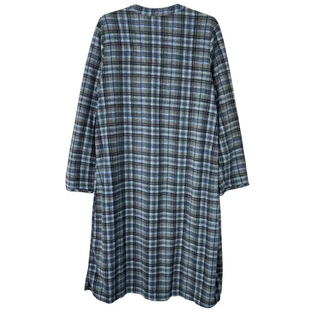 Vintage Fleece Nightgown Blue Plaid Plus Size 2X Grandmacore Cottagecore